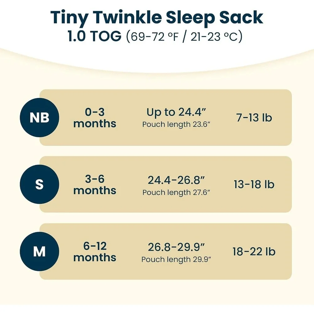 Tiny Twinkle Baby Sleep Sack 0-3 Month 1.0 TOG Cotton Elastane Wearable Blanket